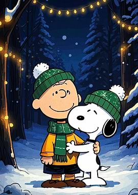 Charlie Brown and Snoopy Winter Hug