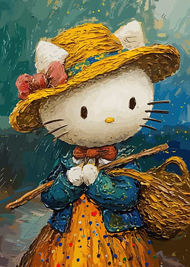 Hello Kitty in a Straw Hat