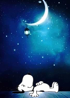 Snoopy under the starry night sky
