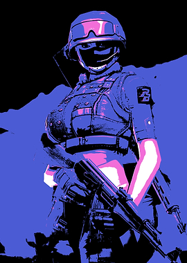 Female Soldier with Rifle, Pop Art
