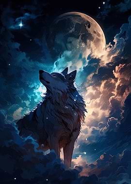 Wolf Howling at the Moon