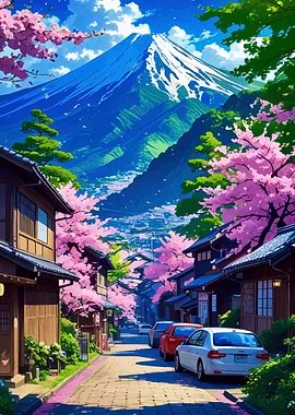 Mount Fuji and Cherry Blossoms
