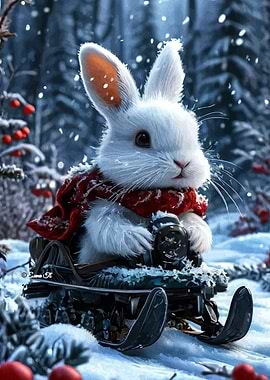 Winter Rabbit Sledding