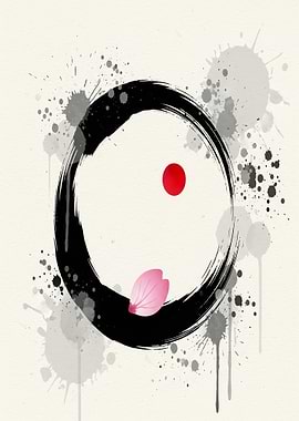 Enso Circle with Cherry Blossom Petal