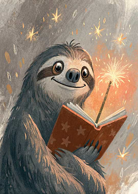 Sloth with Sparkler and Star Book