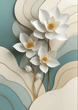 Elegant White Flowers with Abstract Background