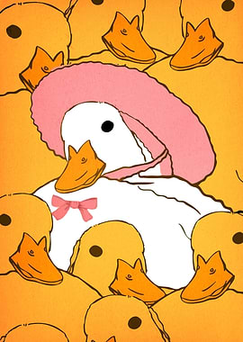 Duckling Surrounded Yellow Ducklings