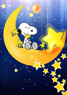 Snoopy and Woodstock on the Moon
