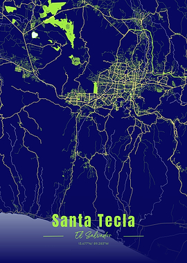 Santa Tecla, El Salvador Map