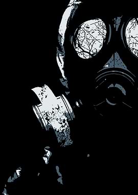 Gas Mask Silhouette with Tree Reflection