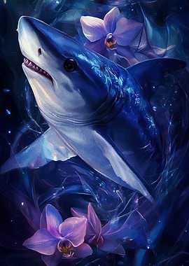 Shark with Orchids