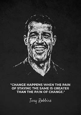 Tony Robbins Change Quote Chalkboard Art