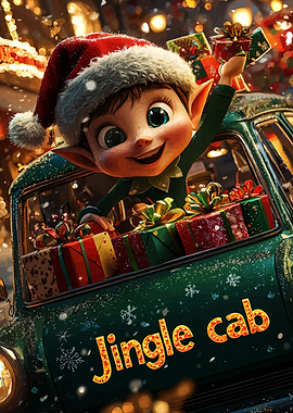Christmas Elf in Jingle Cab