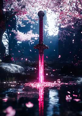 Sword in Cherry Blossom Garden