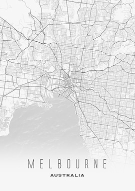 Melbourne, Australia - Coastal City Map Poster, Modern Wall Art