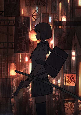Anime Girl with Sword and Gun