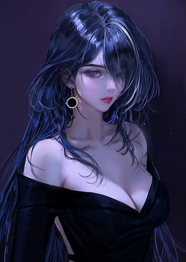 Elegant Woman with Dark Hair Portrait