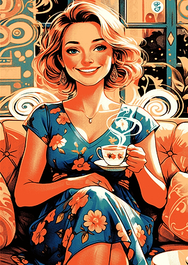 Woman with Tea Cup Portrait
