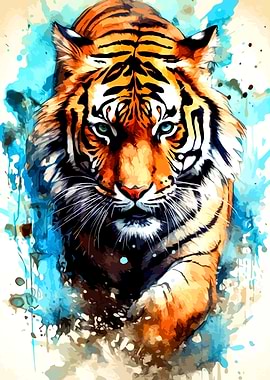 Watercolor Tiger Portrait