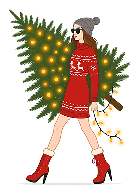 Christmas Tree Fashion Illustration
