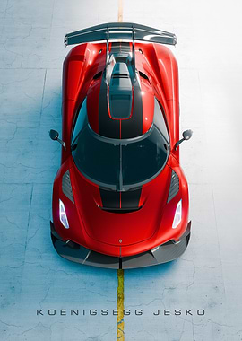 Red Hypercar Top View