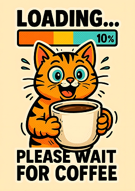 Loading Coffee Cat Cartoon