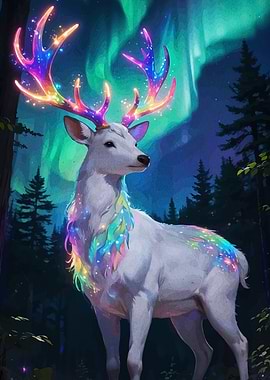 Rainbow Deer Forest Aurora