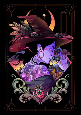 Tattooed Witch with Snake and Potion