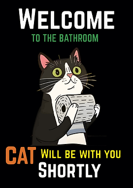 Welcome to the Bathroom Cat Art