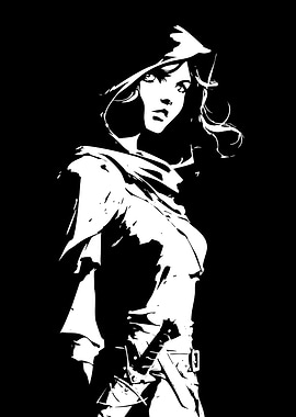Hooded Woman in Black and White