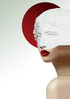 Statue Woman with Red Circle