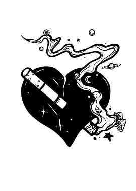 Smoking Heart with Cosmic Elements