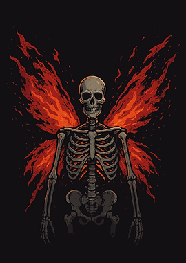 Skeleton with Fire Wings