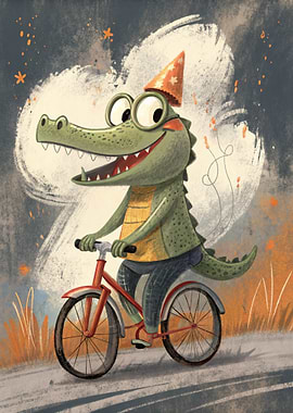 Alligator on a bicycle
