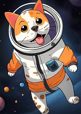 Astronaut Cat Space Cartoon