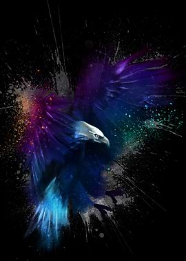 Colorful Eagle Digital Art on Black