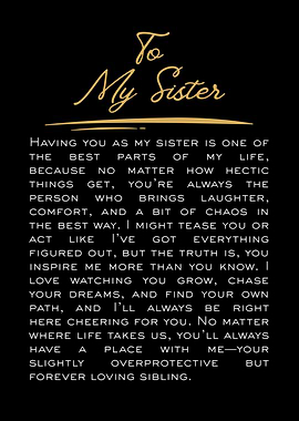 To My Sister - Loving Message