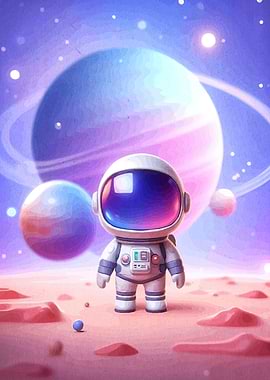 Cute Astronaut Alien Planet