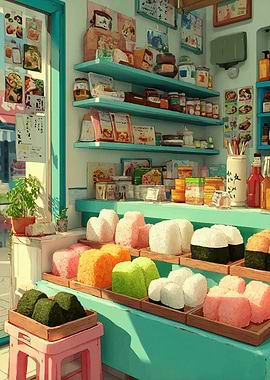 Colorful Japanese Food Shop Interior