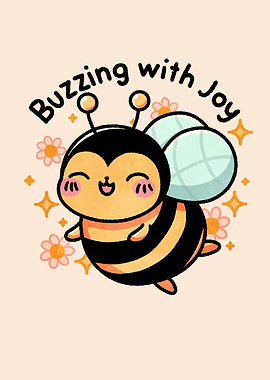 Cute Bee Buzzing with Joy
