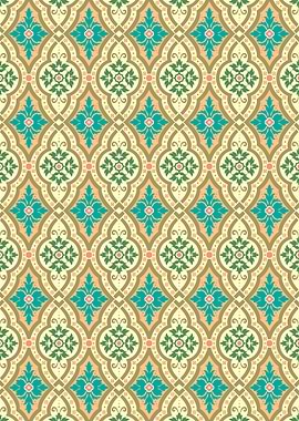 Floral Pattern with Teal and Green