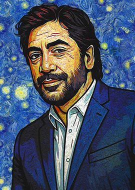 Javier Bardem Starry Night Portrait