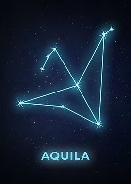 Aquila Constellation on Starry Night Sky