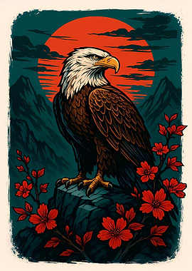 Eagle and Cherry Blossoms Art
