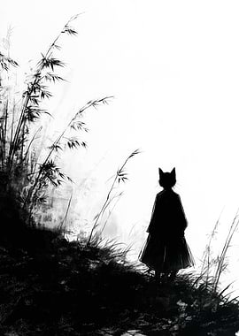 Cat monochrome landscape