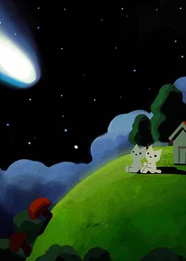 Cats Watching Comet