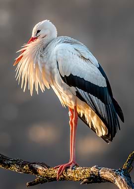Stork Perched on Branch
