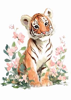 Watercolor Tiger Cub