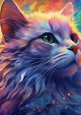 Colorful Cat Portrait