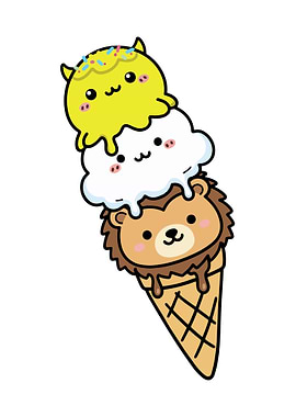 Cute Animal Ice Cream Cone
